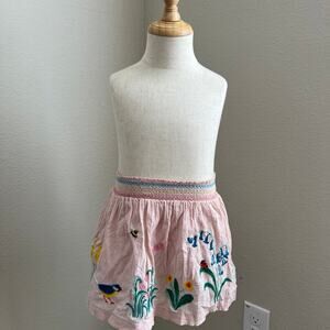 Mini Boden Embroidered Flower Skirt - 3/4Y